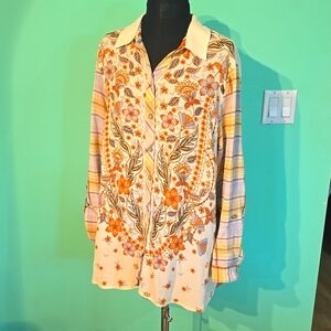 John Mark multi-media embroidered blouse , size L